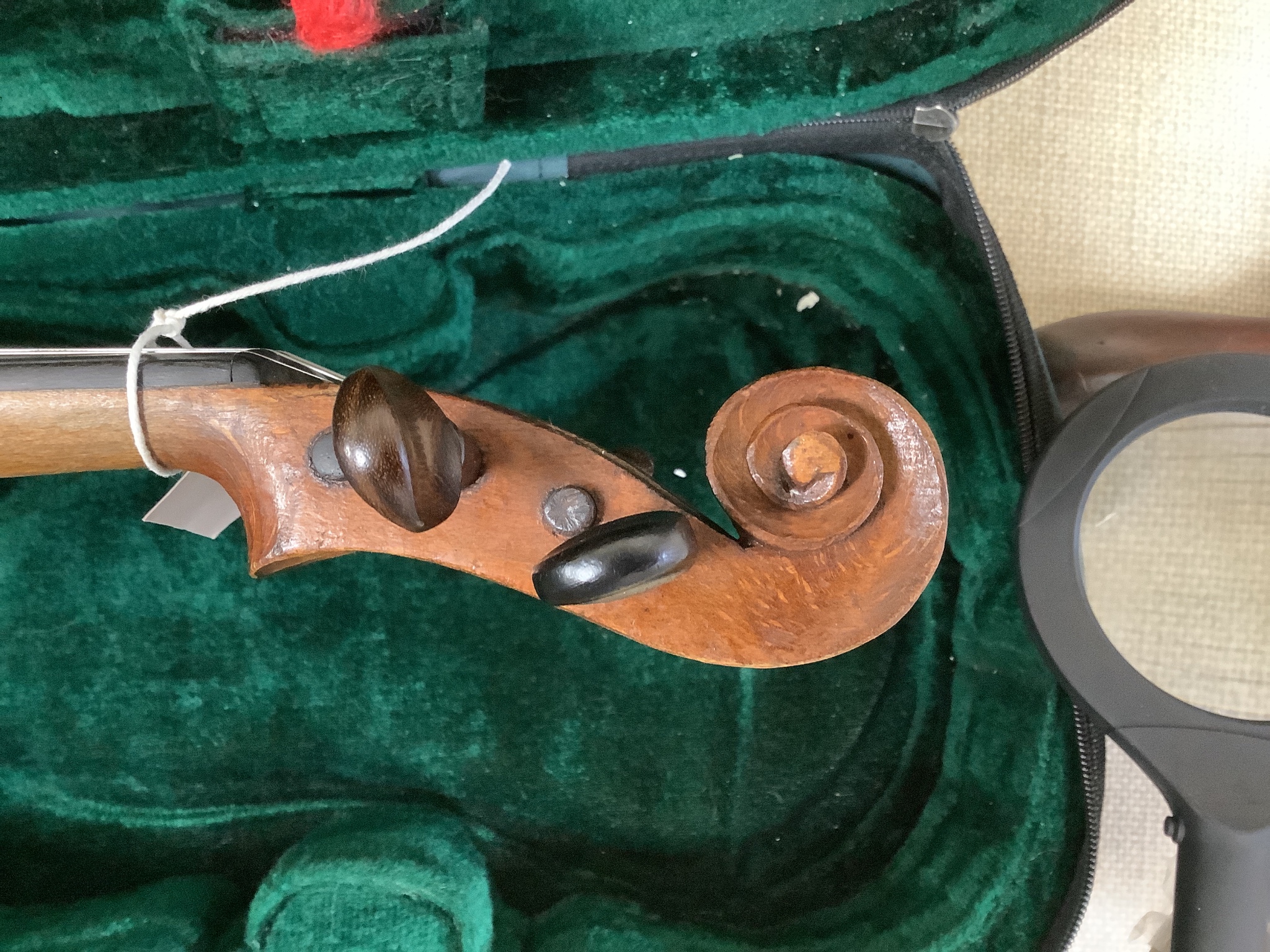 A 19th century Violin, lob. 35.5cm and bow in case